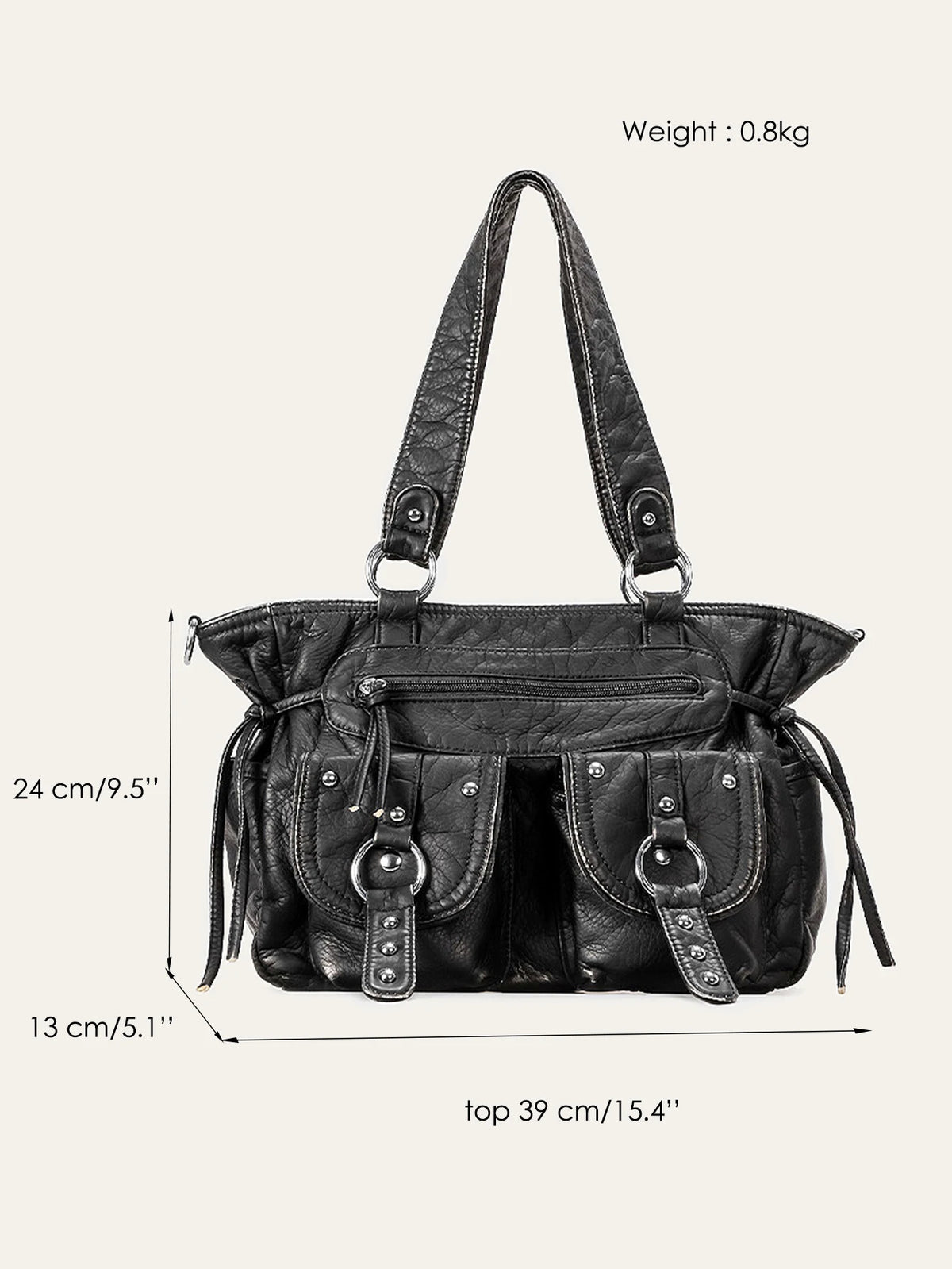 Studded Multi-Pocket Satchel