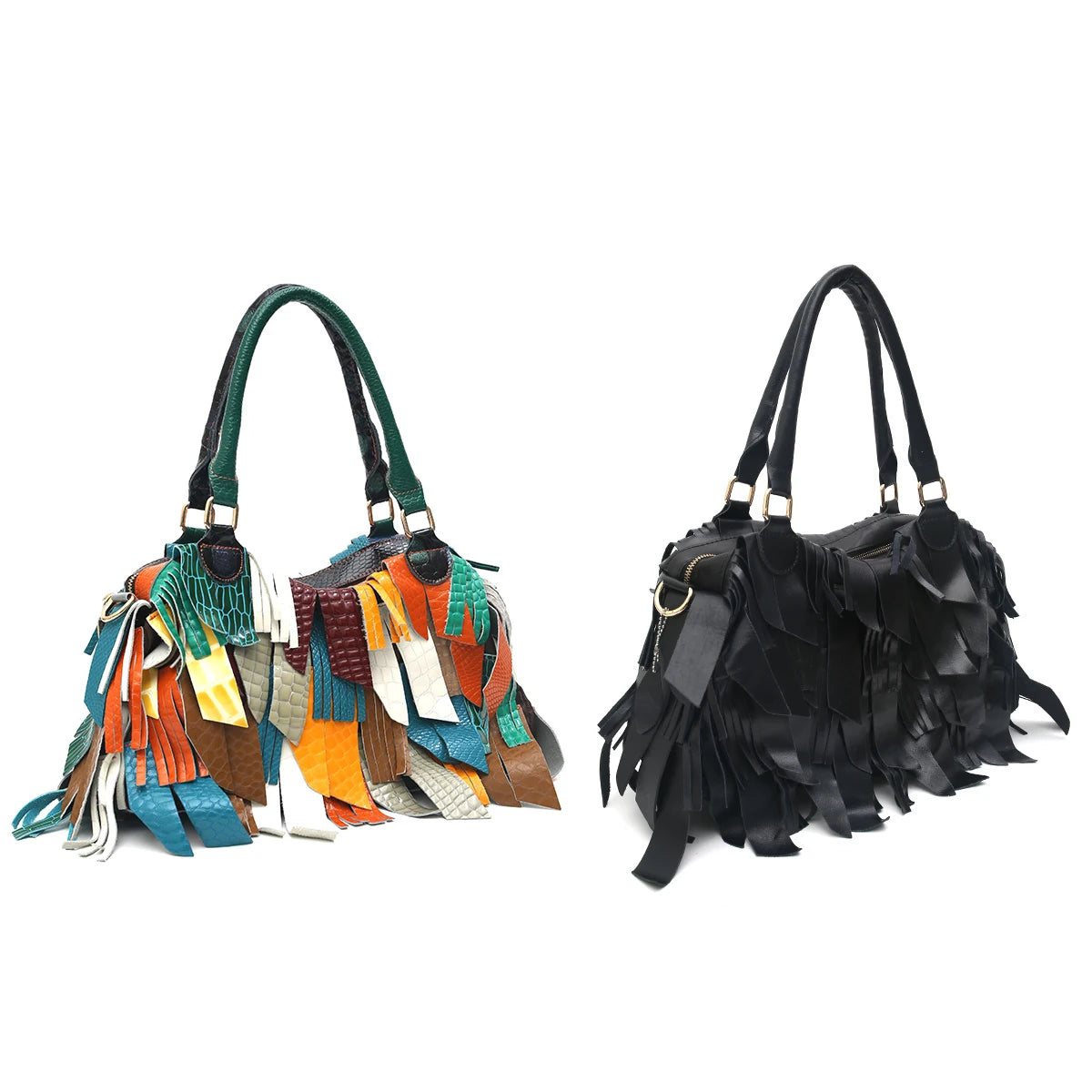 Tassel Patchwork Shoulder Bag