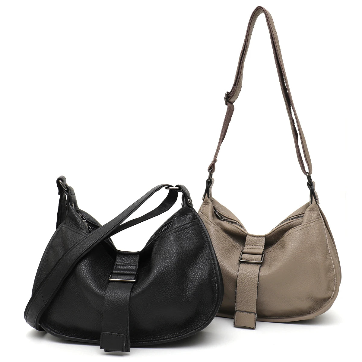 Buckle-Strap Slouchy Hobo