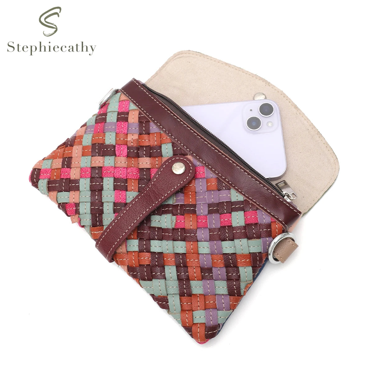 Woven Patchwork Flap Bag