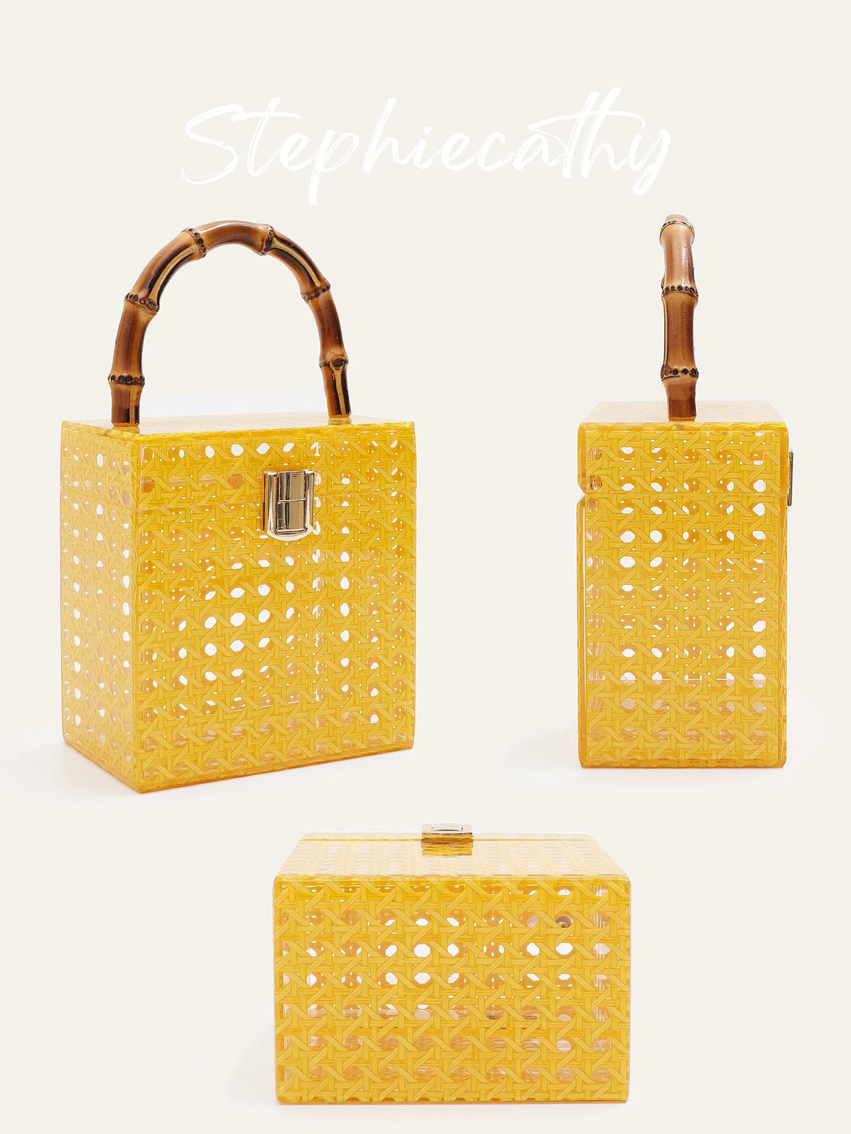 Bamboo-Handle Box Clutch
