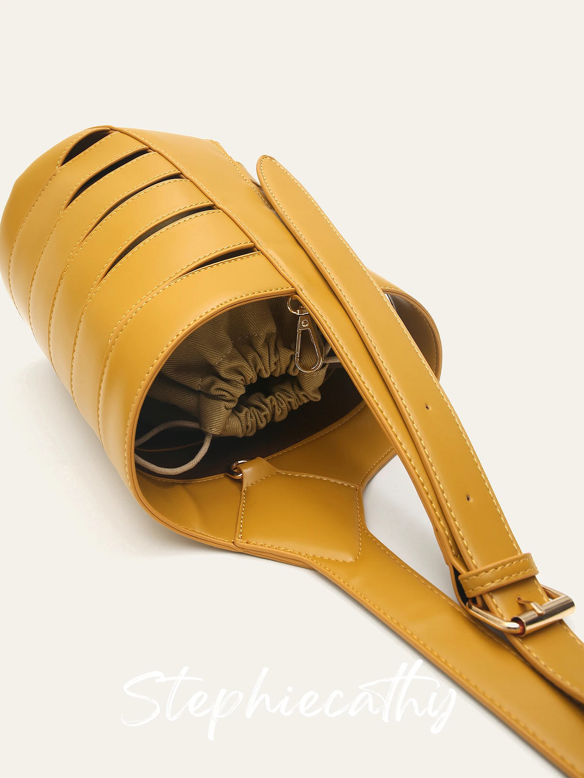 Cutout Drawstring Bucket Bag