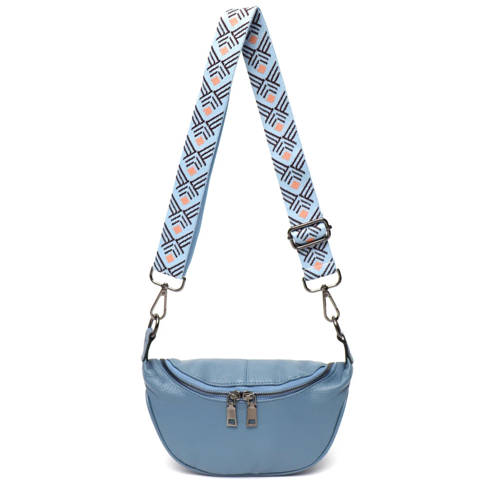 Patterned-Strap Shoulder Bag