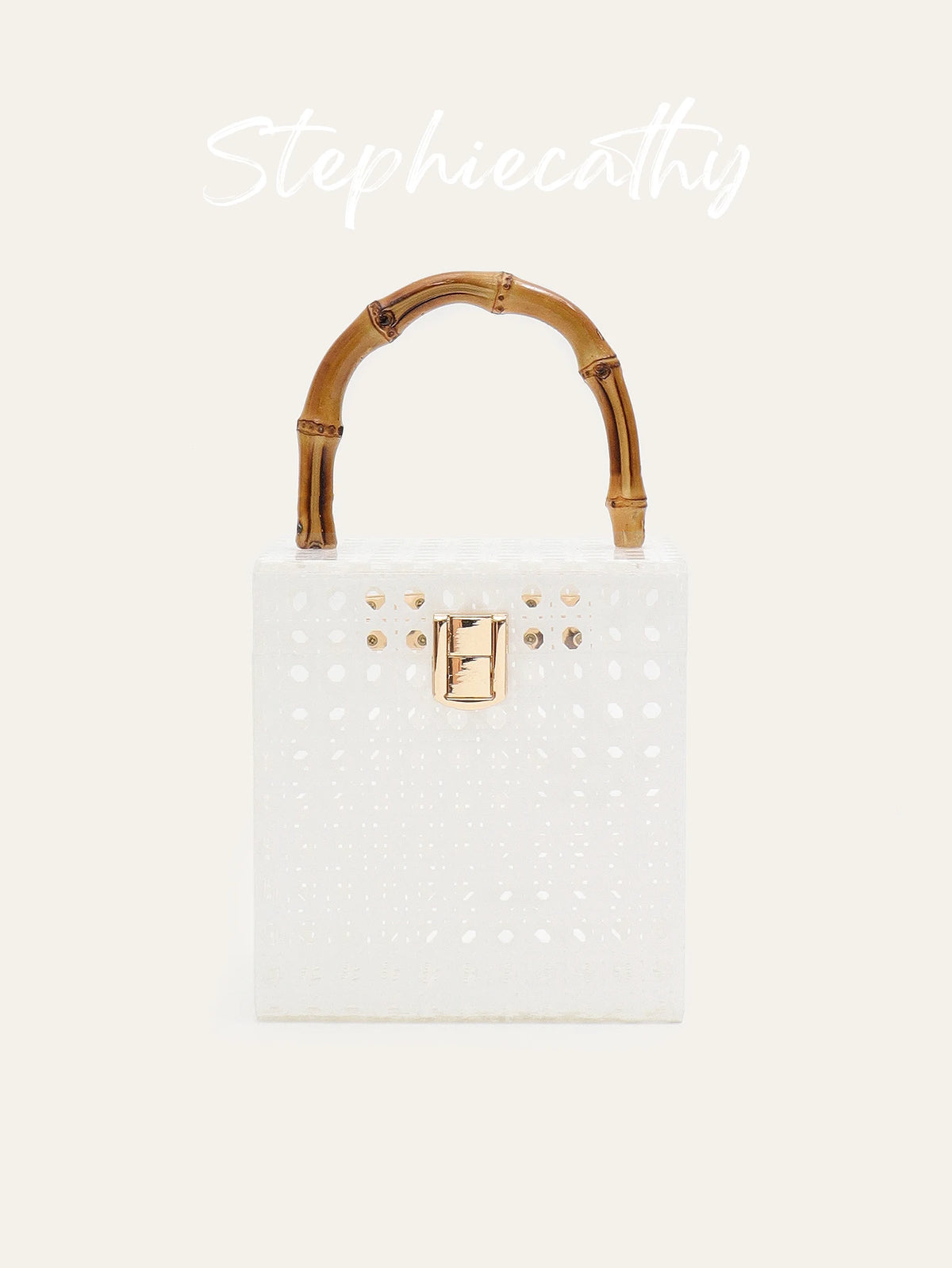 Bamboo-Handle Box Clutch