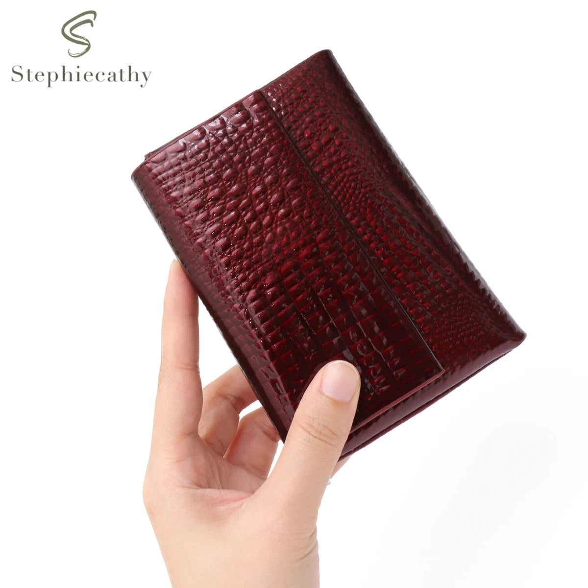 Croc-Embossed Trifold Wallet