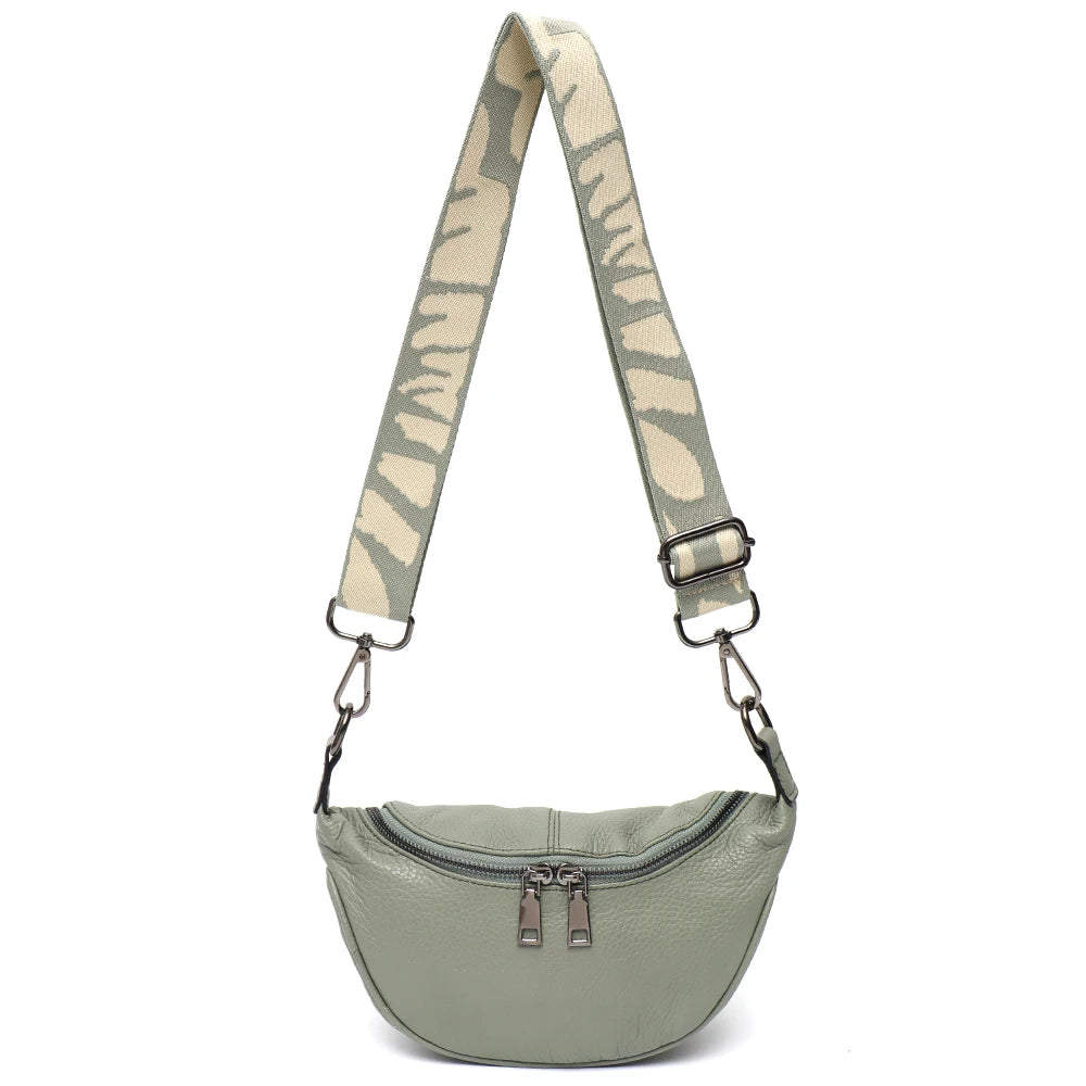 Patterned-Strap Shoulder Bag