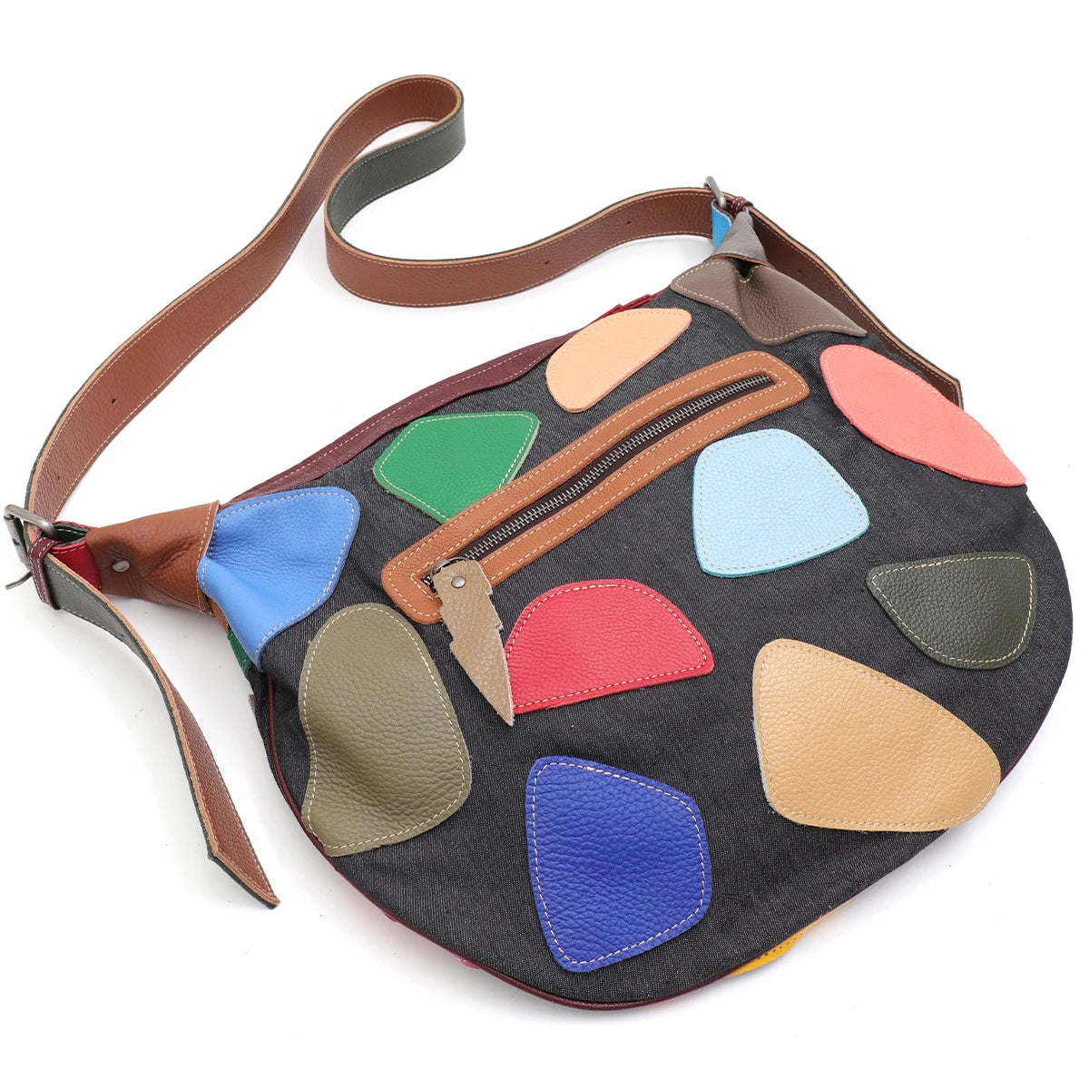 Geometric Patchwork Hobo Bag