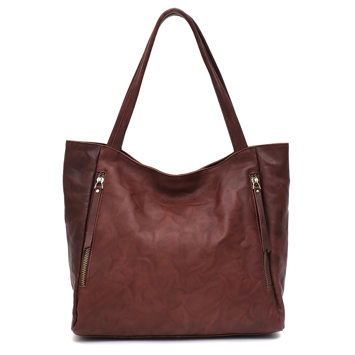 Textured Zip Shoulder Tote