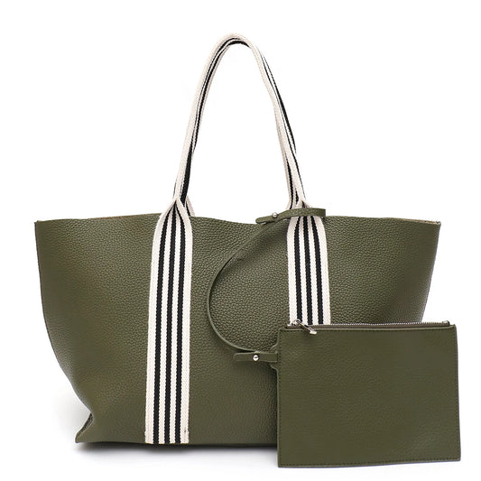 Striped-Handle Tote Set