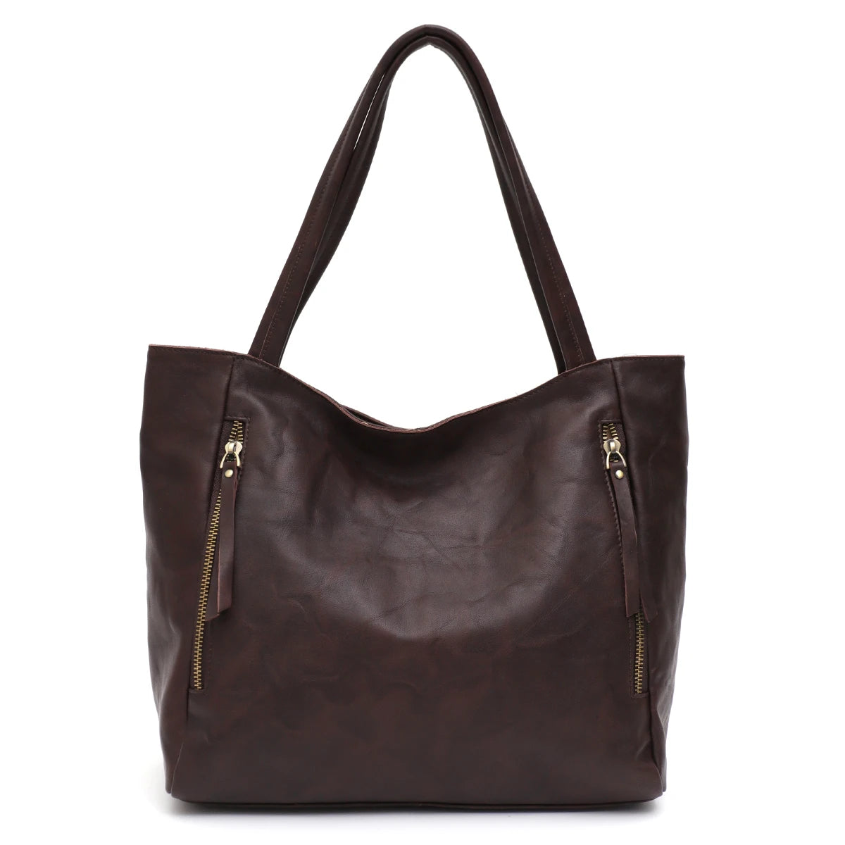 Textured Zip Shoulder Tote