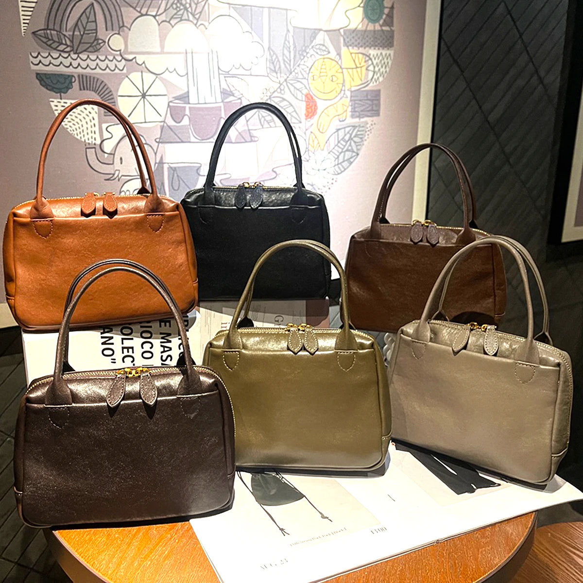 Vintage Structured Top-Handle Bag