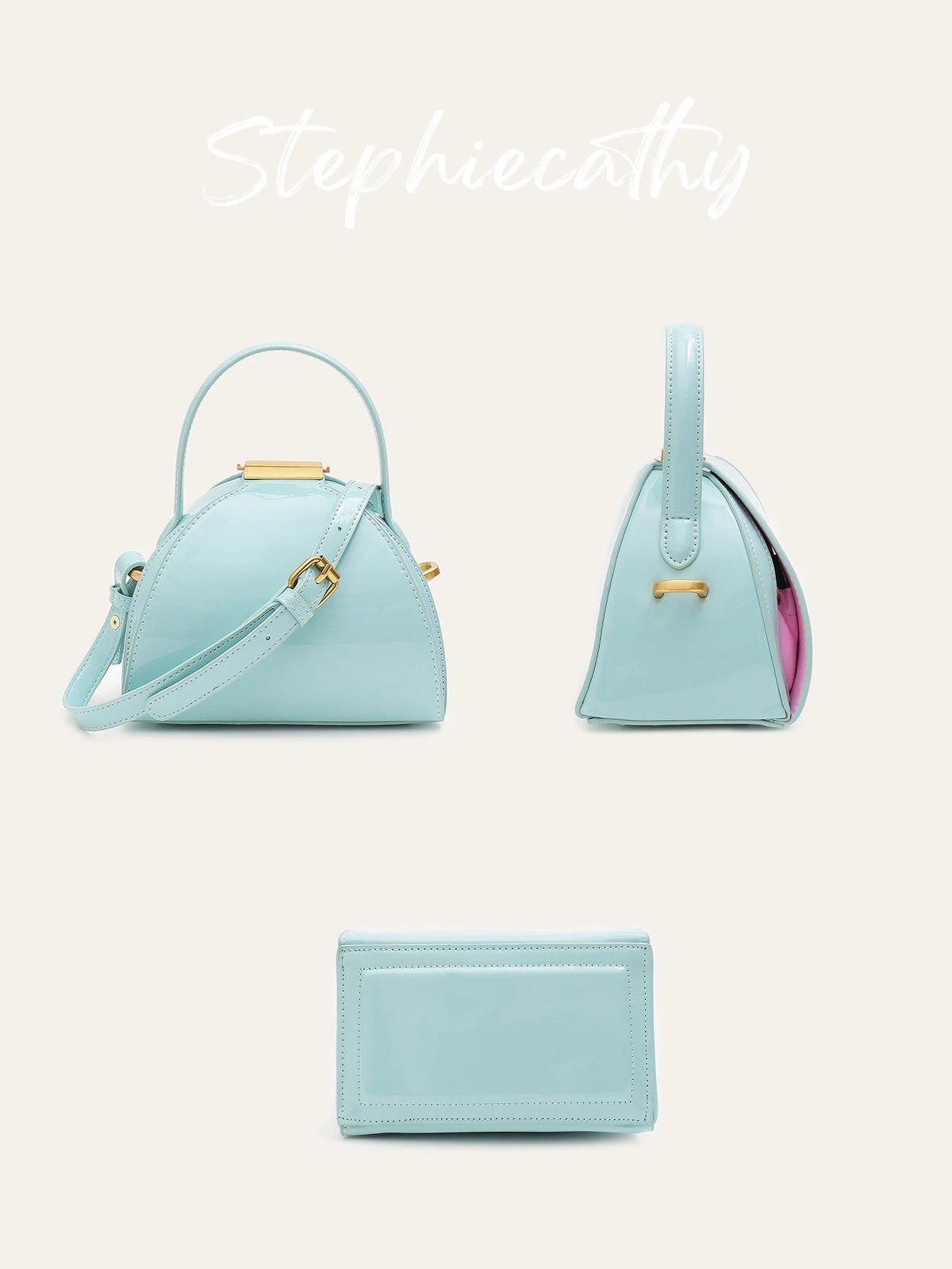 Curved Lock Crossbody Bag