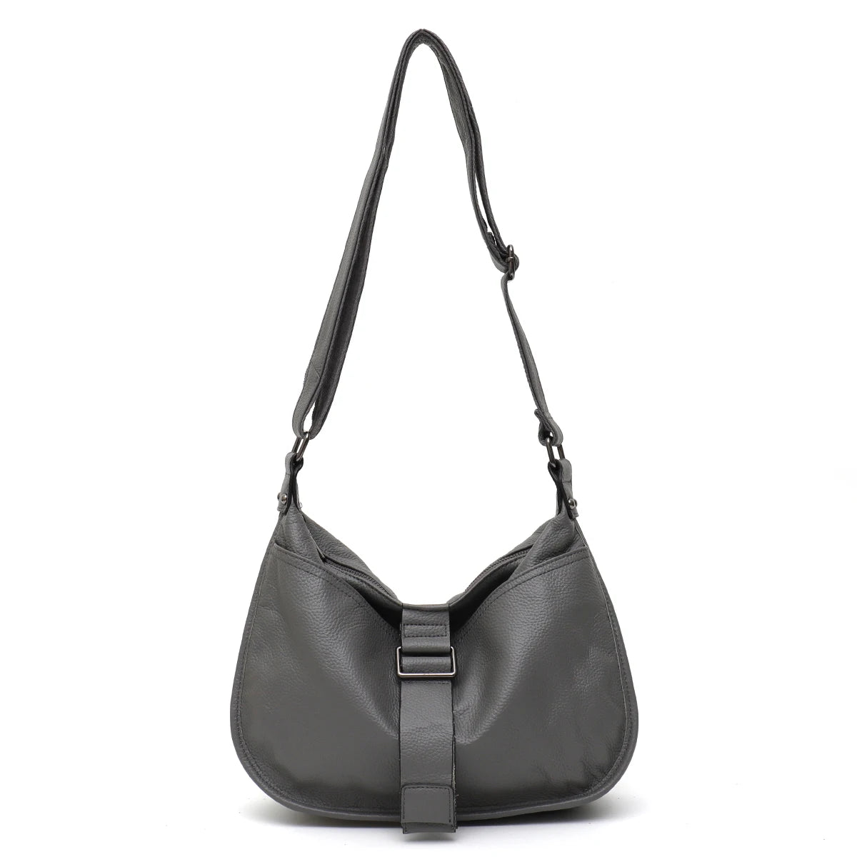 Buckle-Strap Slouchy Hobo