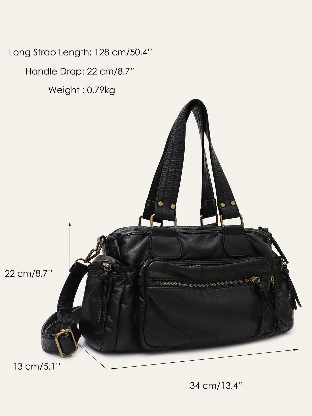 Multi-Pocket Zip Satchel