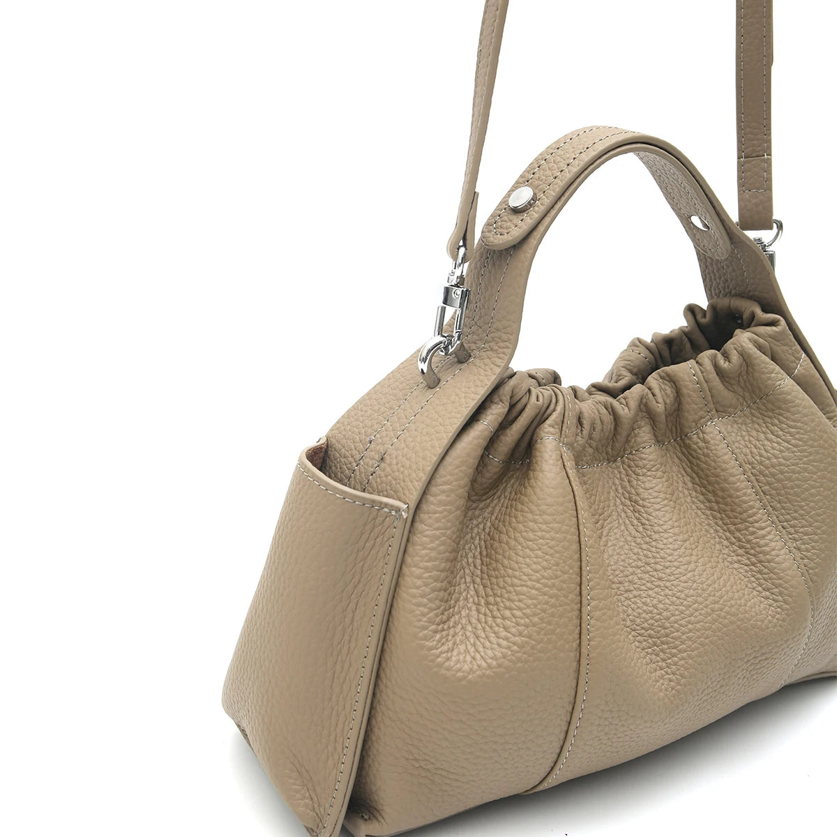 Ruched Top-Handle Bag