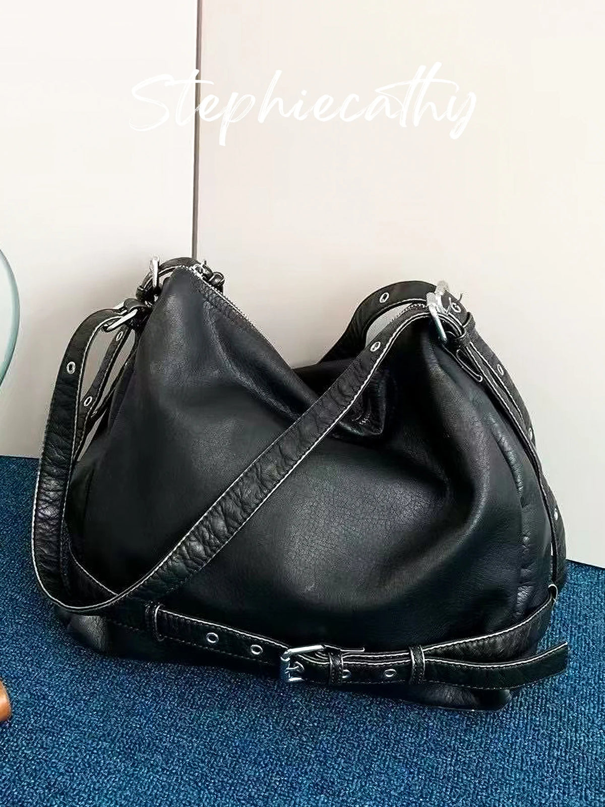 Belt-Detail Slouchy Hobo