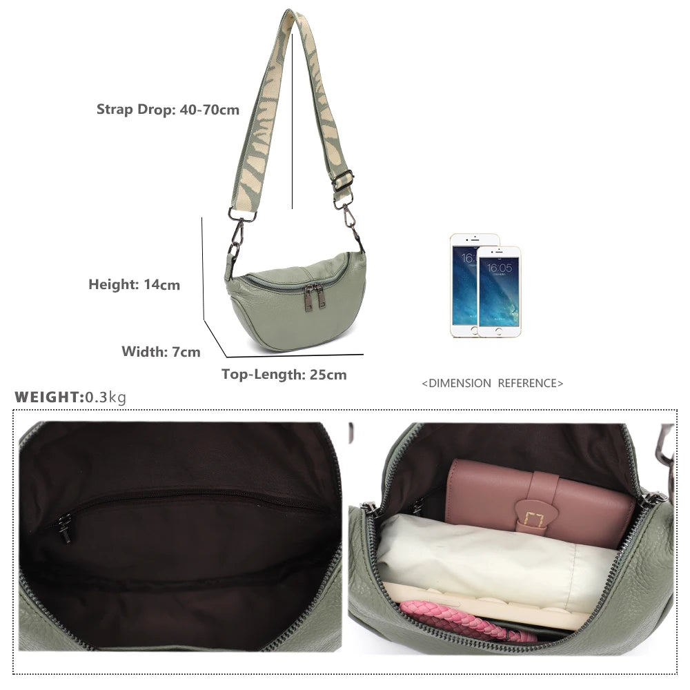 Patterned-Strap Shoulder Bag