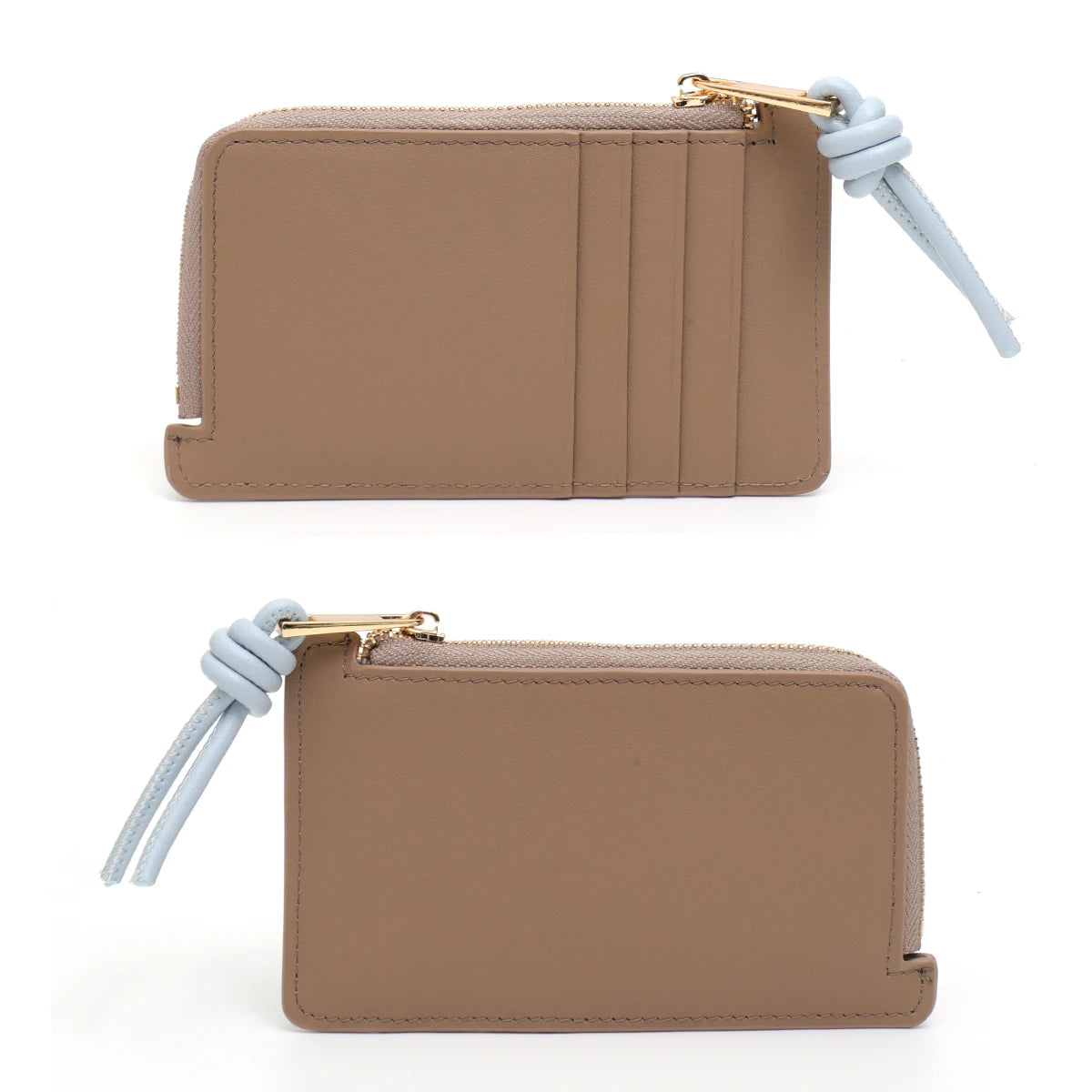 Contrast-Tassel Zip Card Wallet