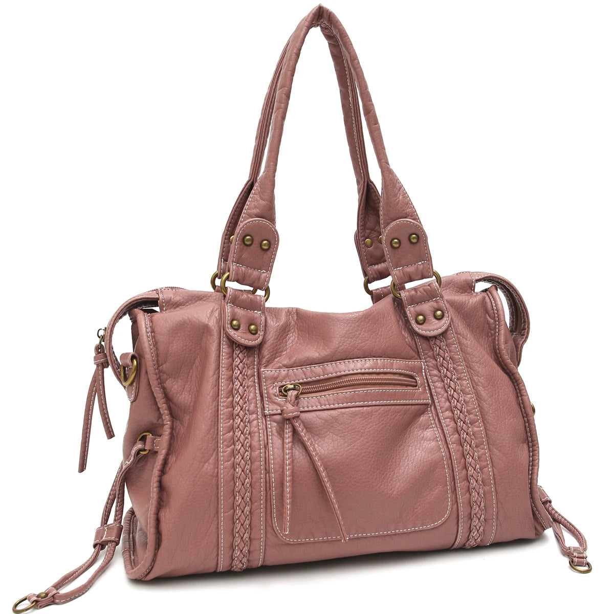 Multi-Pocket Braided Satchel