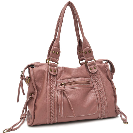Multi-Pocket Braided Satchel