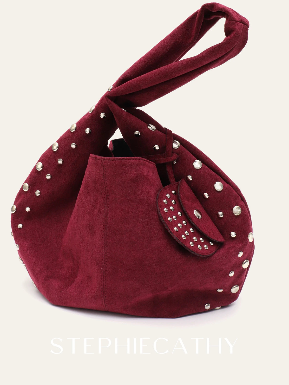 Studded Slouchy Hobo Bag