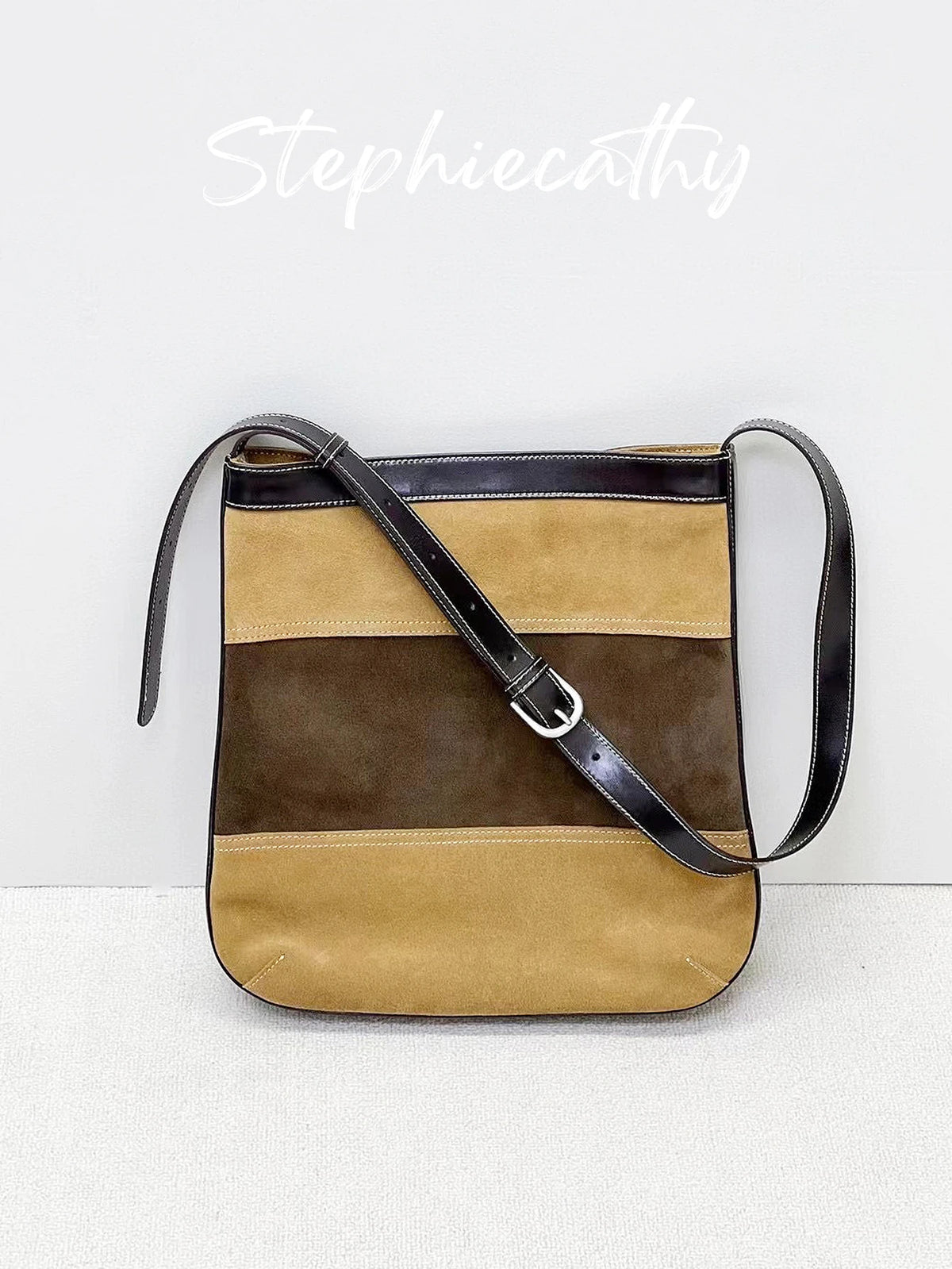Striped Panel Shoulder Bag