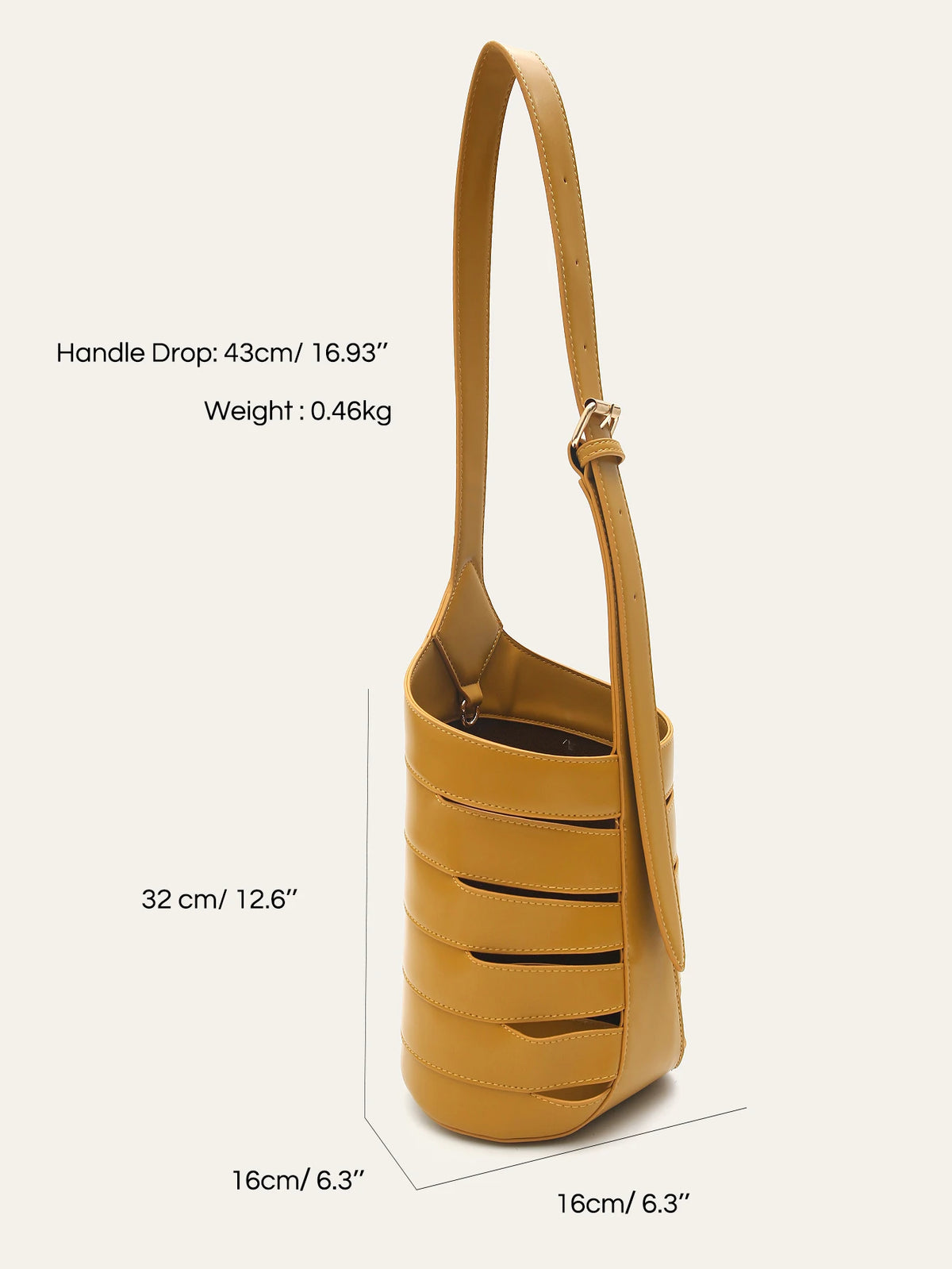 Cutout Drawstring Bucket Bag