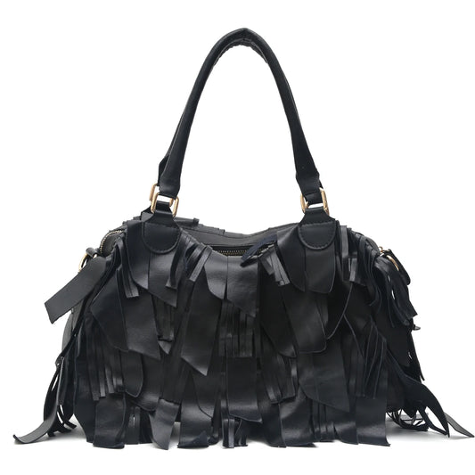 Tassel Patchwork Shoulder Bag