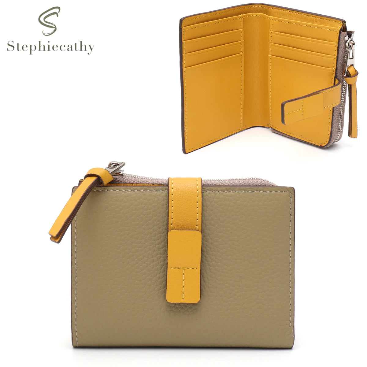 Contrast-Trim Zip Wallet
