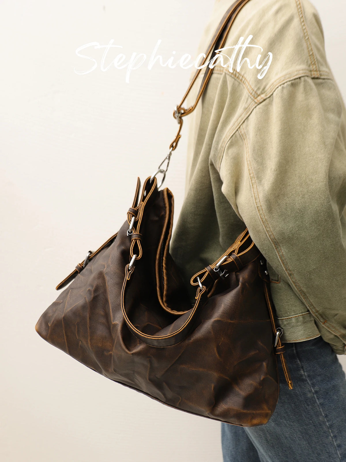 Buckle-Detail Slouchy Hobo