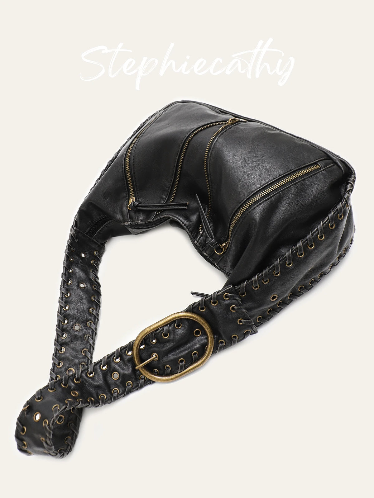 Braided-Strap Zip Hobo