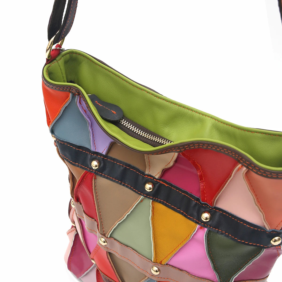 Colorblock Patchwork Crossbody Bag