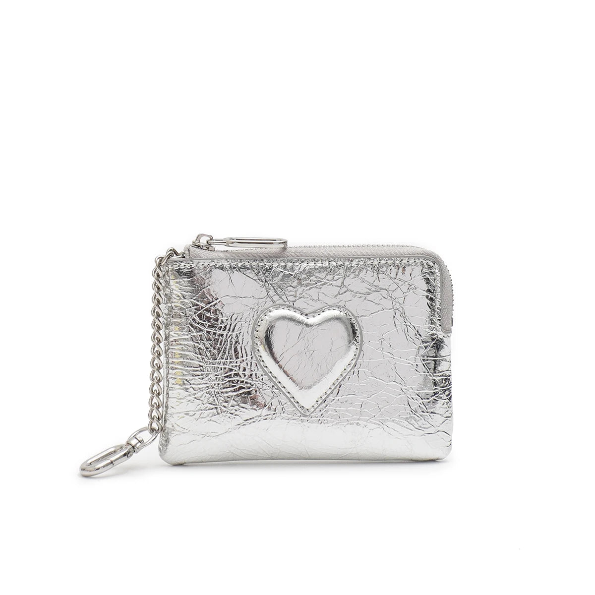 Heart-Embossed Keychain Wallet