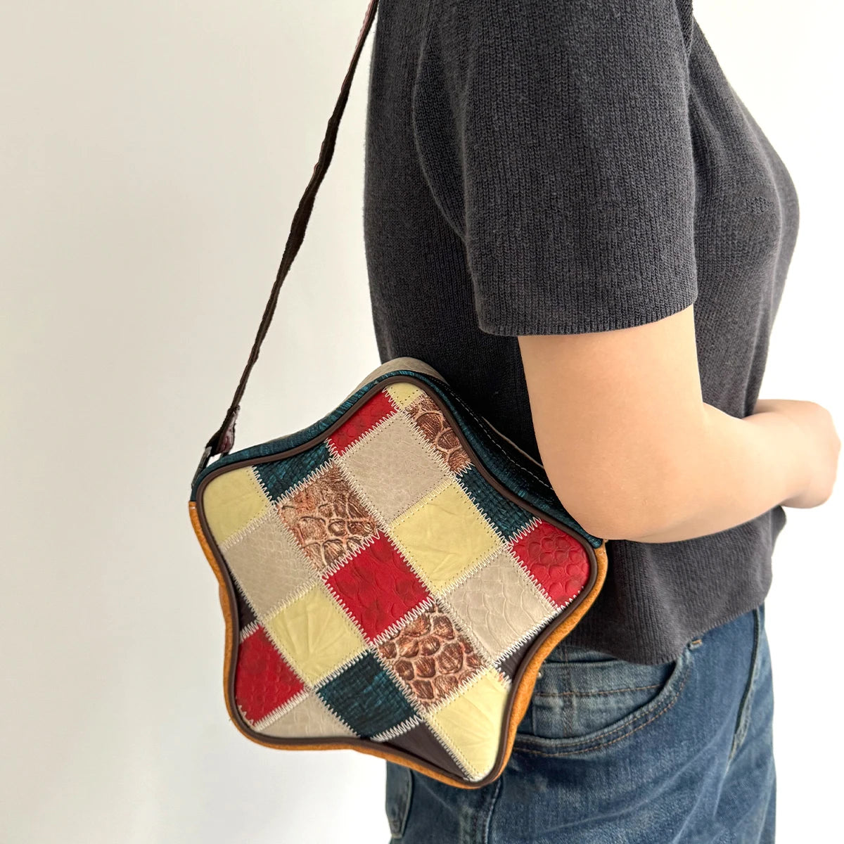 Patchwork Frame Crossbody Bag