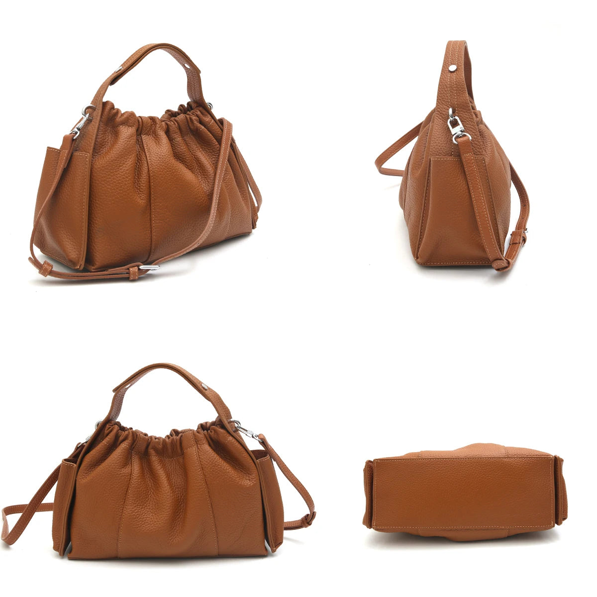 Ruched Top-Handle Bag