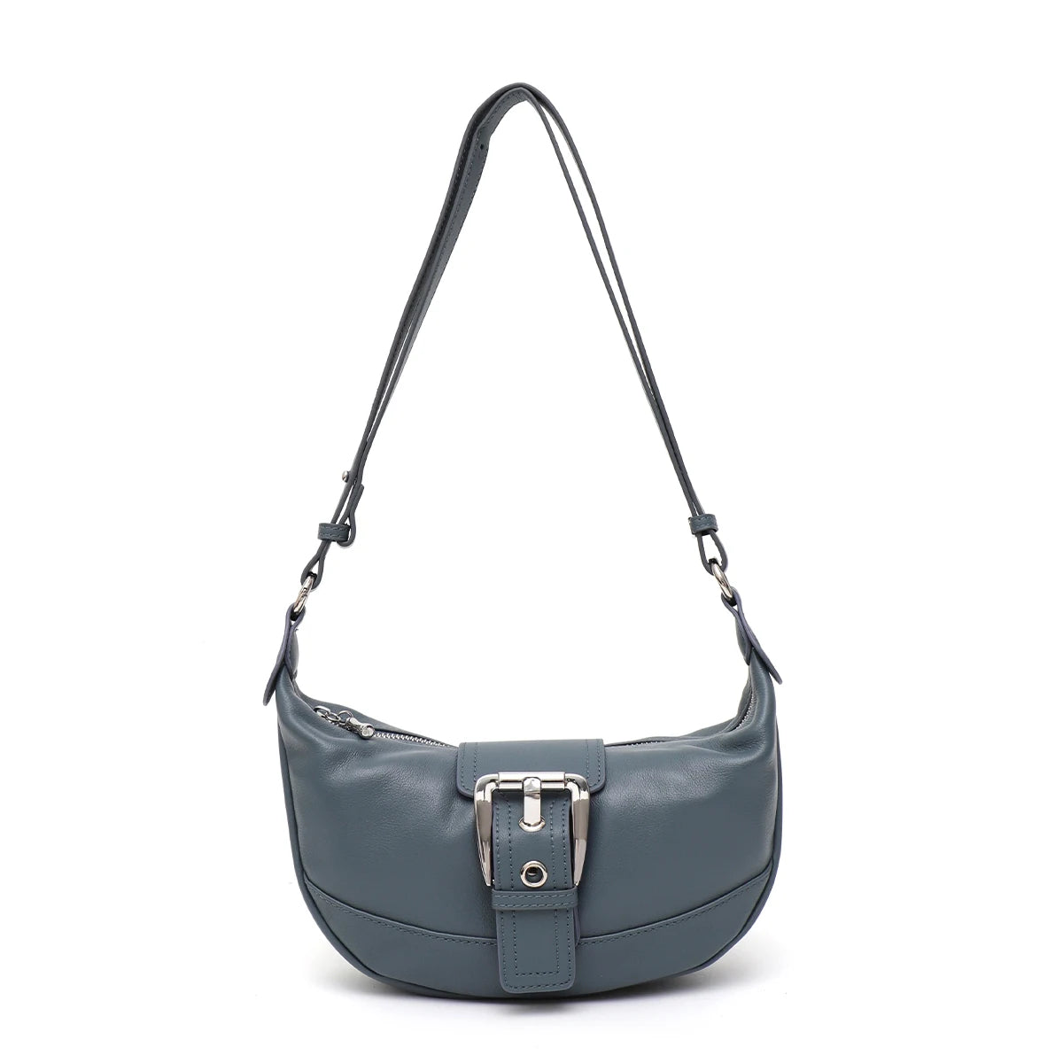Buckle Half-Moon Shoulder Bag