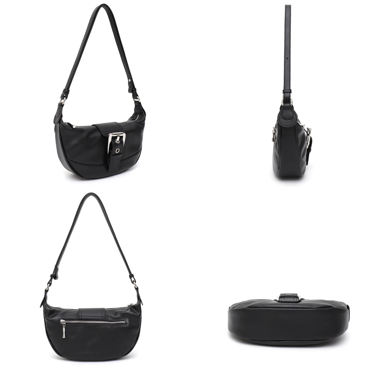 Buckle Half-Moon Shoulder Bag