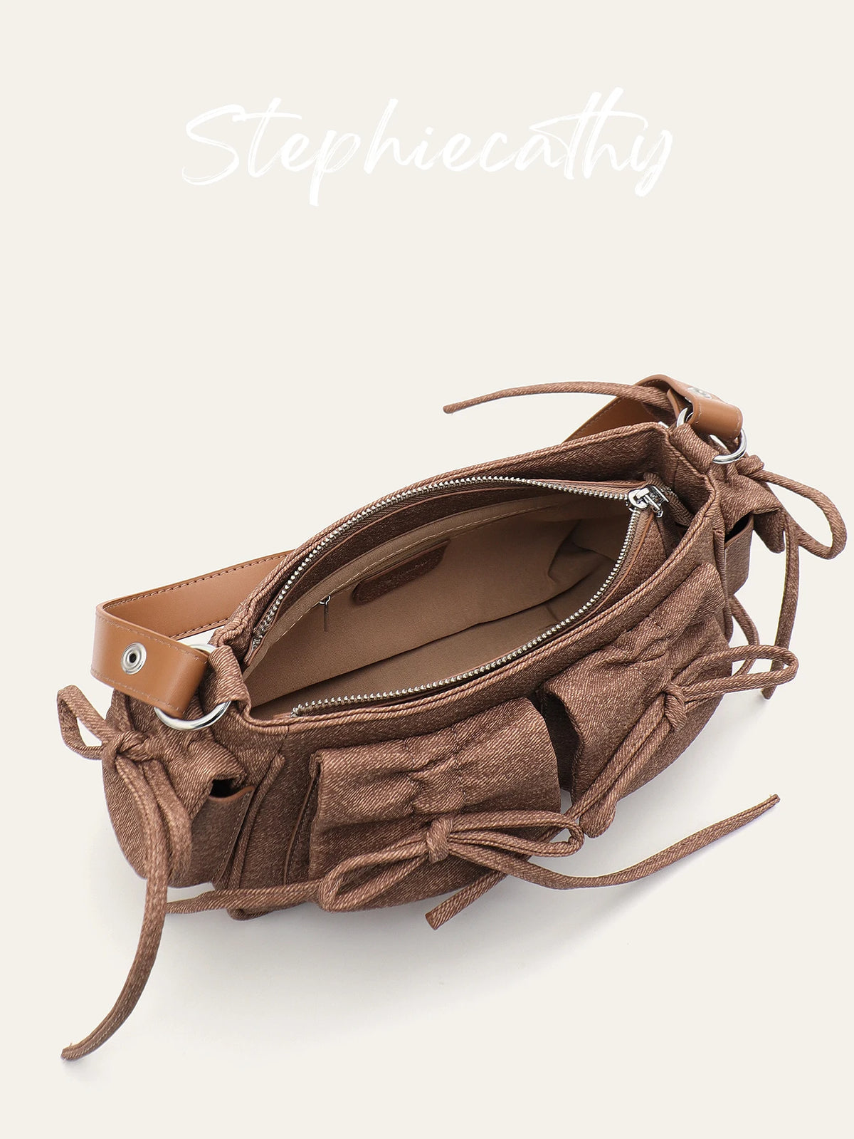 Ruched Bow Shoulder Bag