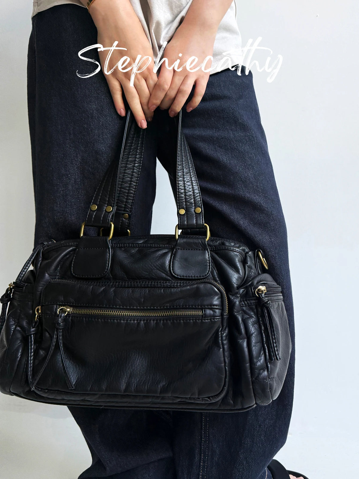 Multi-Pocket Zip Satchel