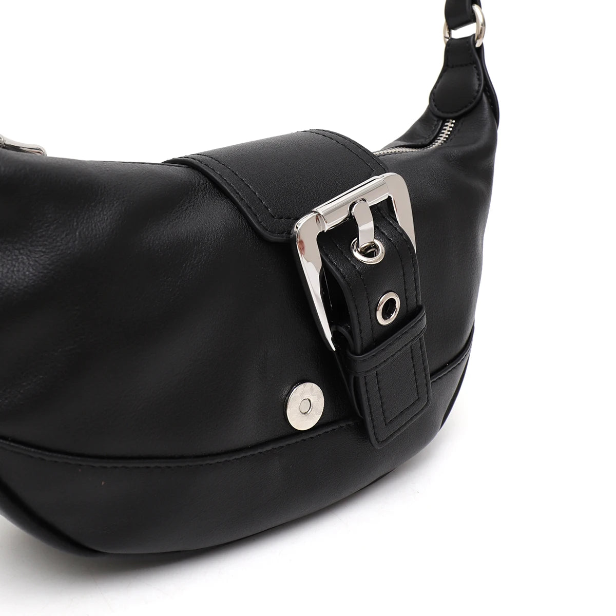 Buckle Half-Moon Shoulder Bag