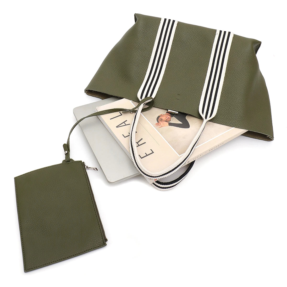 Striped-Handle Tote Set
