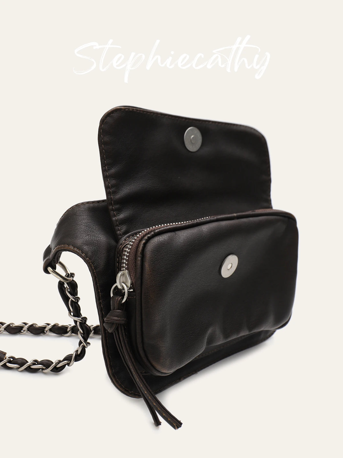 Chain-Strap Flap Crossbody
