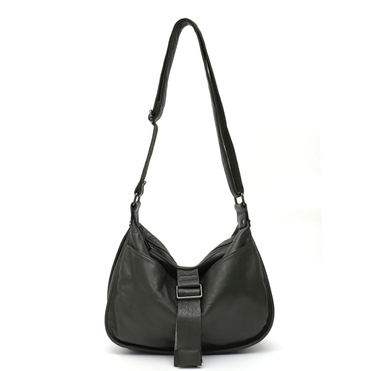 Buckle-Strap Slouchy Hobo