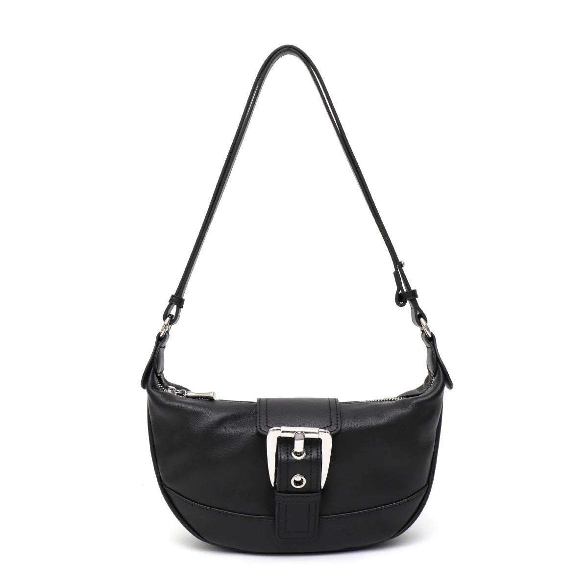 Buckle Half-Moon Shoulder Bag