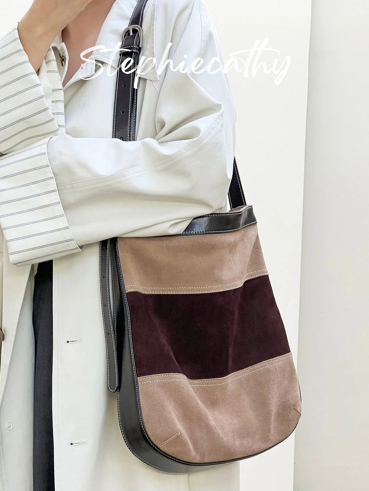 Striped Panel Shoulder Bag