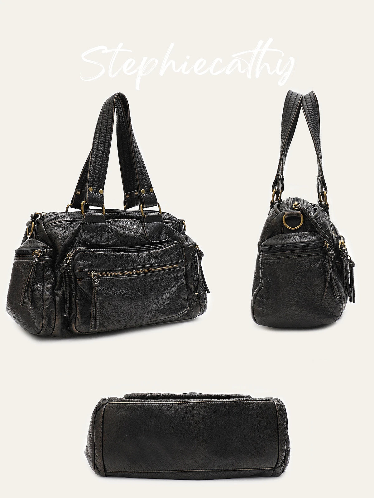 Multi-Pocket Zip Satchel