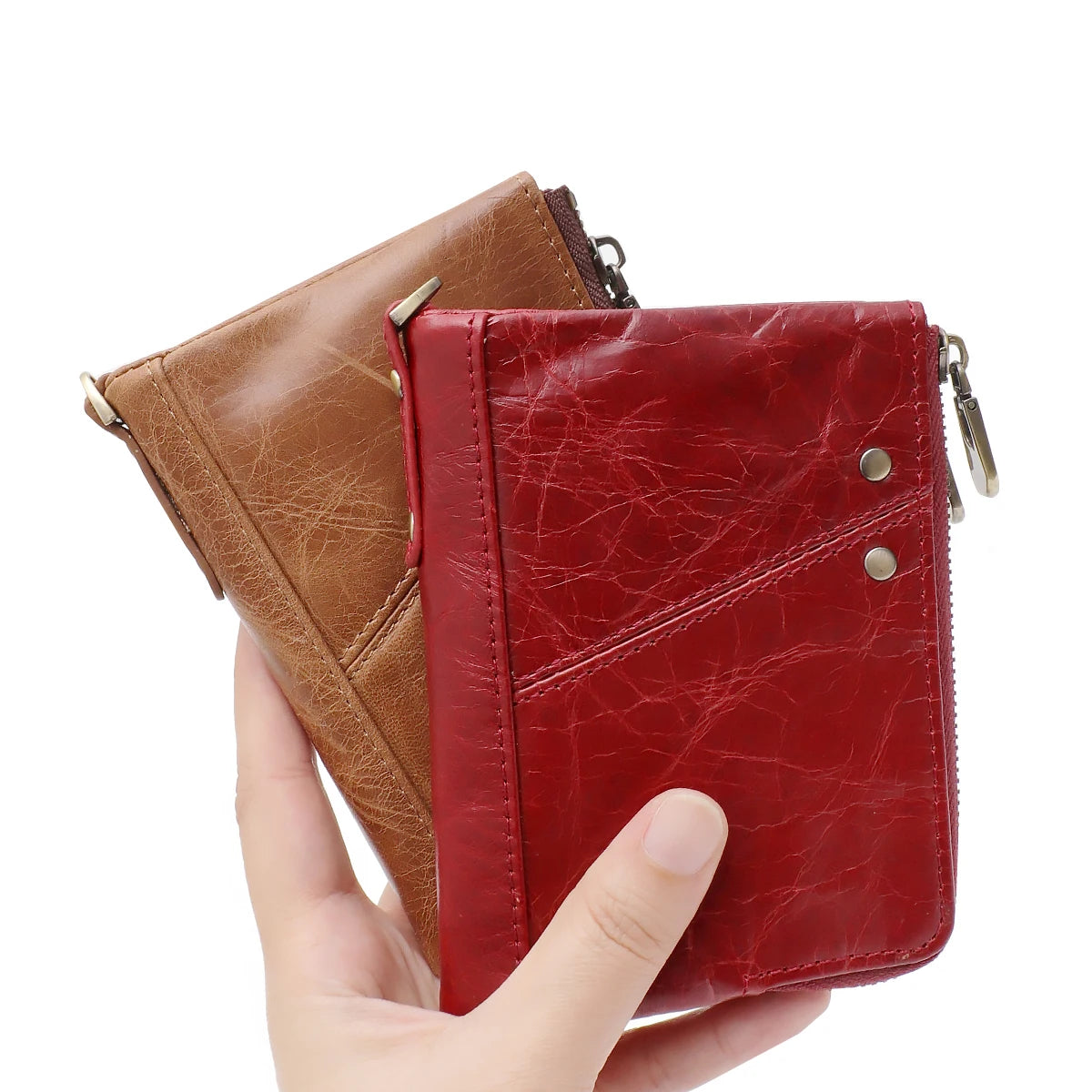 Distressed Zip Bifold Wallet