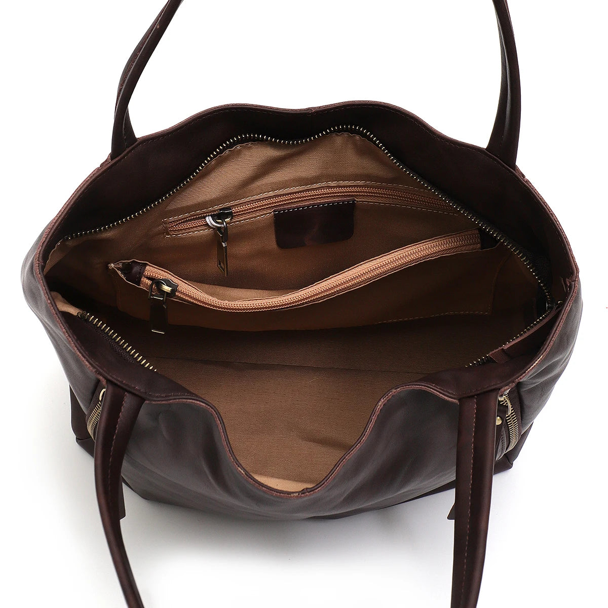 Textured Zip Shoulder Tote