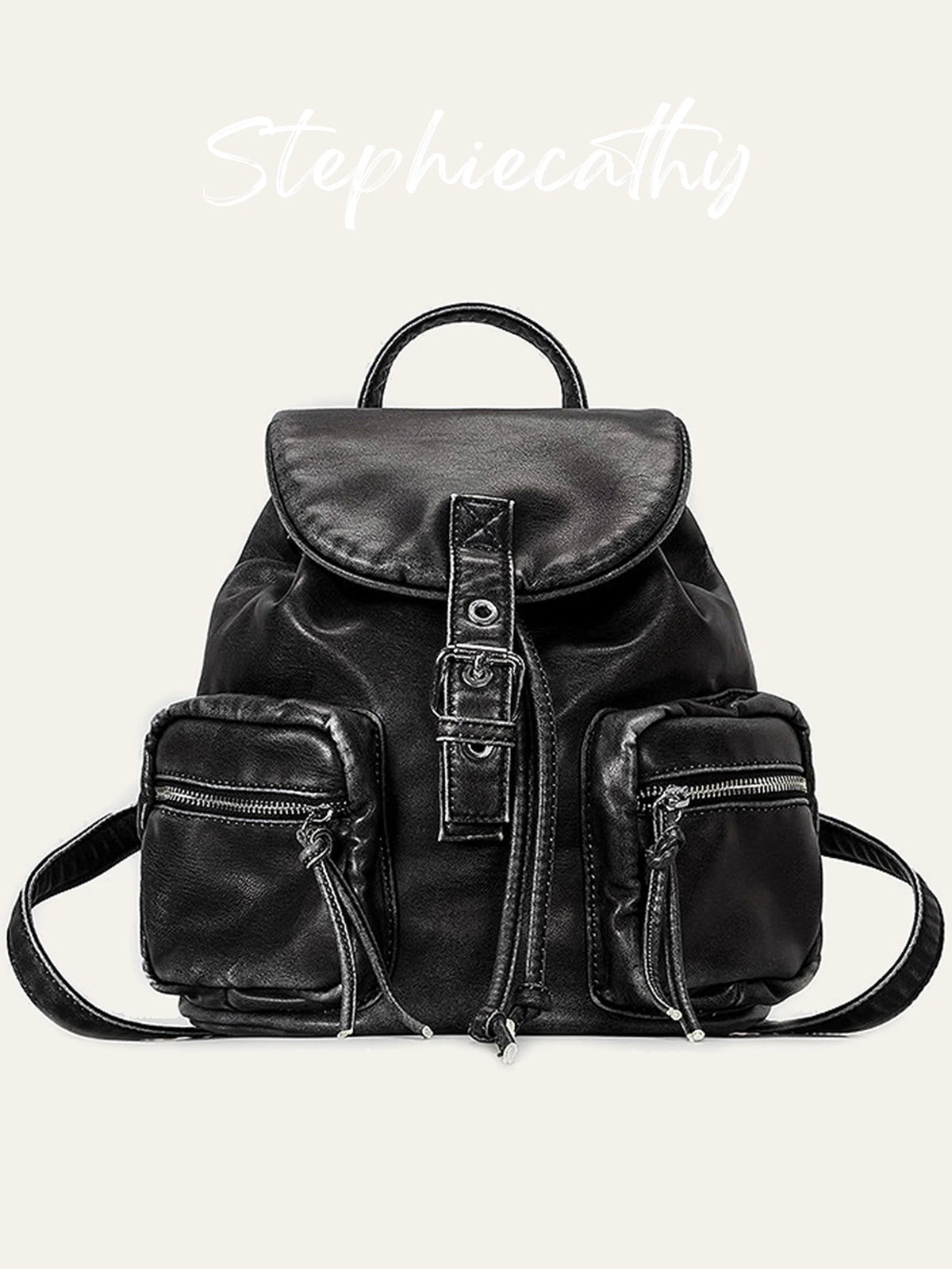 Multi-Pocket Drawstring Backpack