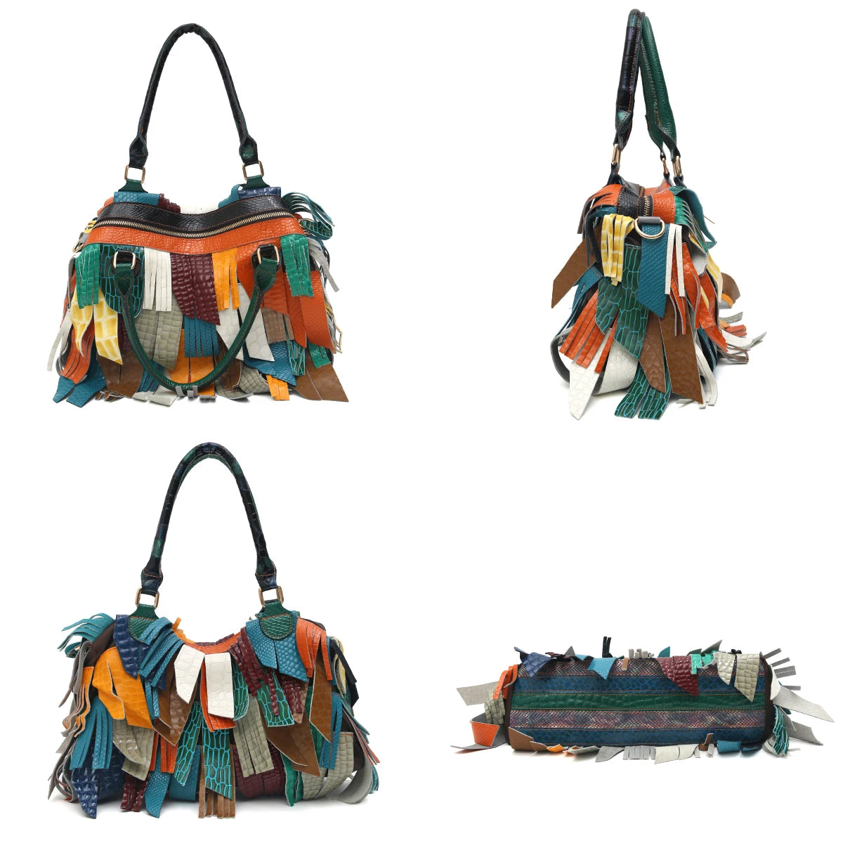 Tassel Patchwork Shoulder Bag